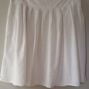 'Liz Claiborne' White 100% Cotton Eyelet Skirt Size 14 Lined EUC